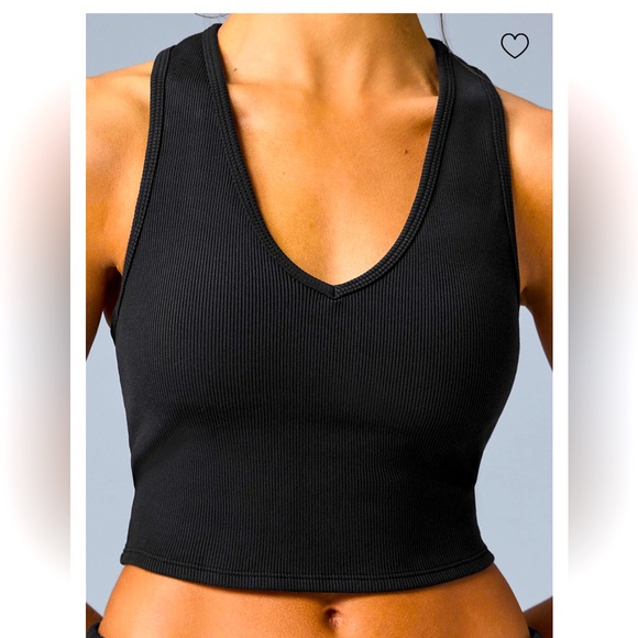 ALO Yoga Tops - NWT Alo Yoga Goddess Ribbed Cropped Black V-Neck Top - Small